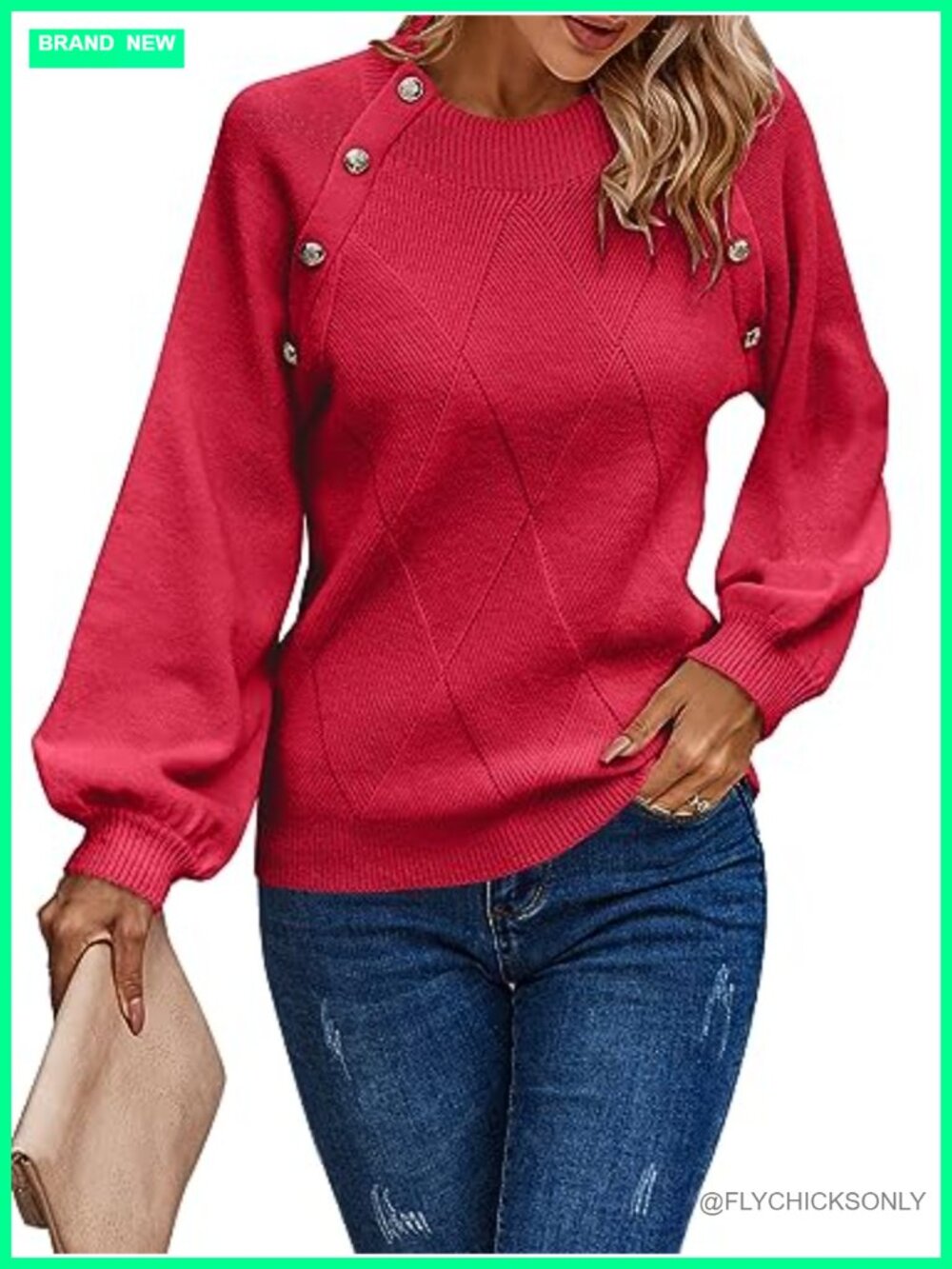 Women's Batwing Long Sleeve Ribbed Knit Tunic Sweater Crewneck Pullover